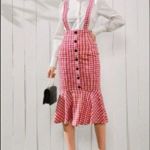 Houndstooth Print Mermaid Hem Suspended Skirt